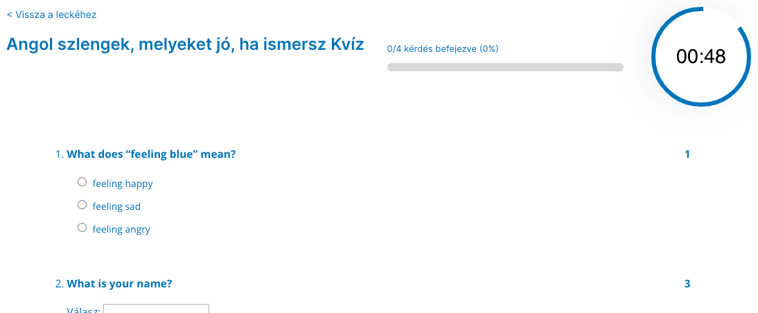 kvíz időzítő visszaszámláló - Sensei