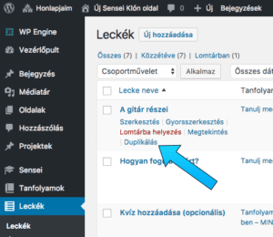 Lecke duplikálás Sensei-ben