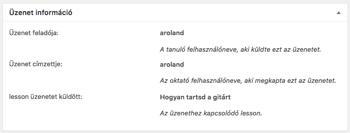 Üzenet információ ablak - Sensei