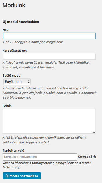 Új Modul hozzáadása a Sensei-ben