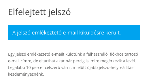 Elfelejtett jelszó üzenet