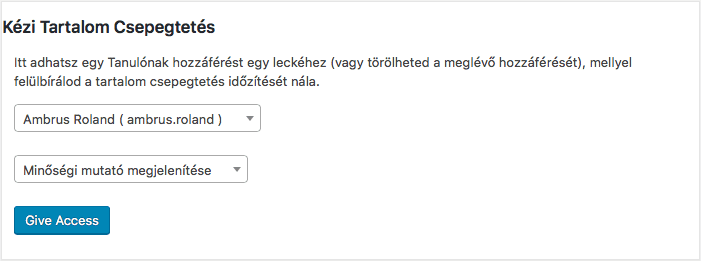 Kézi tartalom csepegtetés beállítása - Sensei