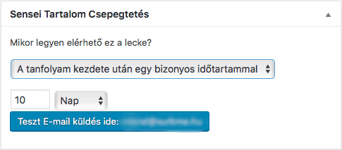 Tartalom csepegtetés - Tanfolyam kezdete után bizonyos időtartammal - Sensei