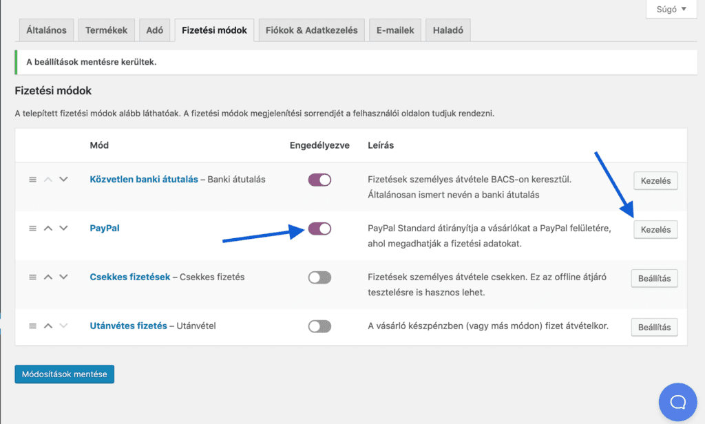 PayPal fizetés engedélyezése - Sensei