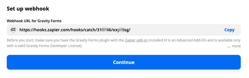 Zapier webhook - Sensei