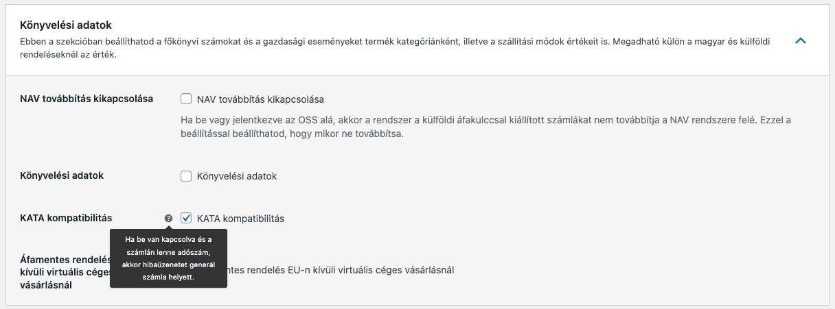 Számlázz.hu KATA kompatibilitás - Sensei