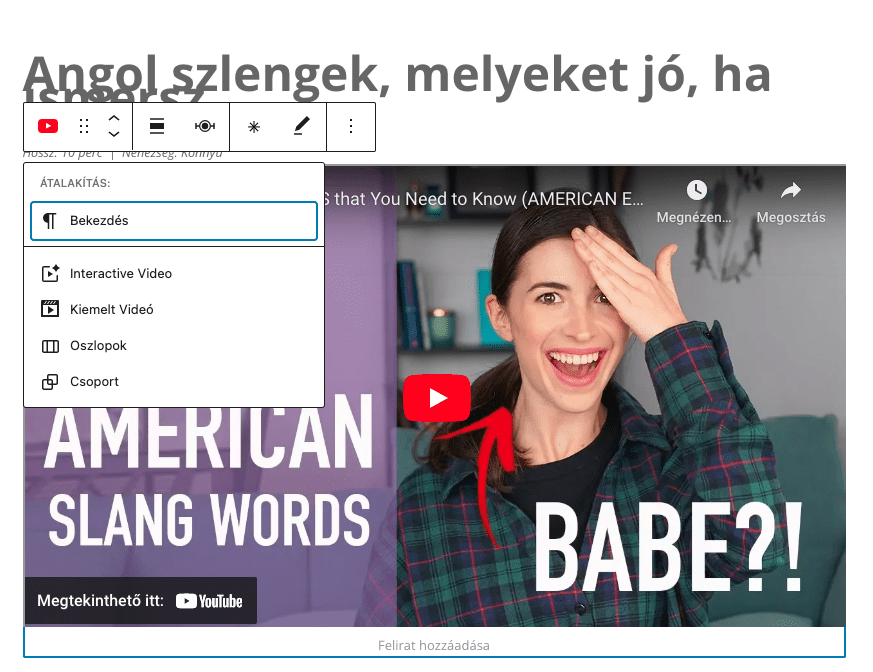 Interaktív videóvá alakítás - Sensei