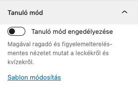 tanuló mód panel - sensei