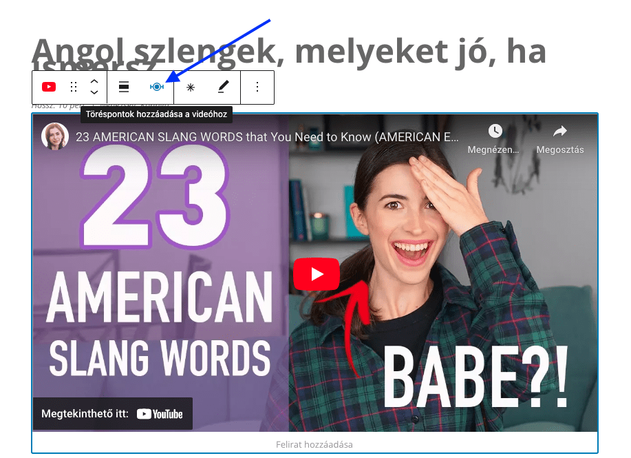 Töréspont hozzáadása videóhoz - Sensei