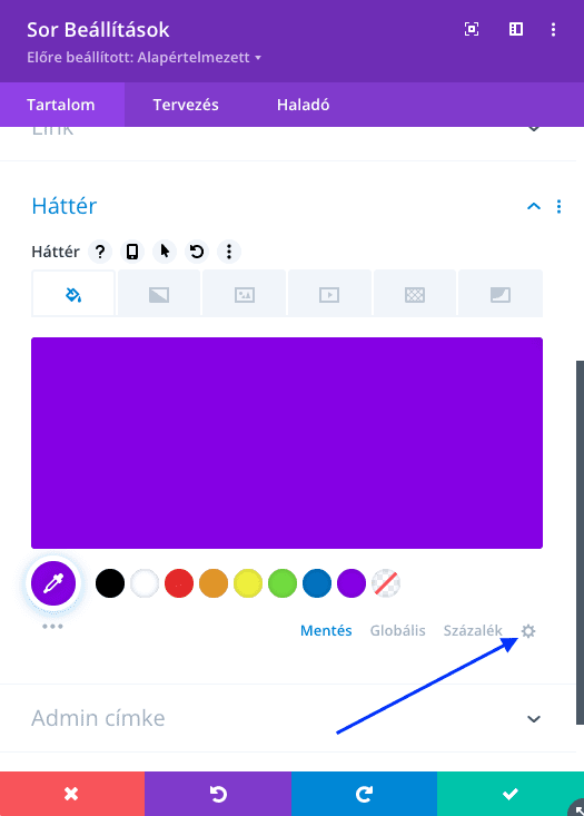 Paletta szerkesztése Visual Builder-ben - Sensei