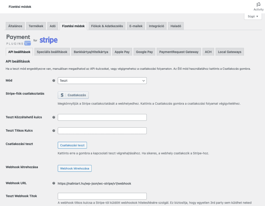 Stripe fiók csatlakoztatás - Sensei