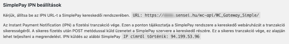SimplePay IPN URL - Sensei
