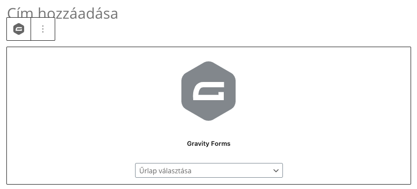 Űrlap blokk - Gravity Forms